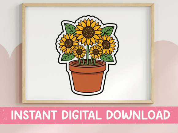 Brighten Your Projects with Sunflower Pot Sticker Design