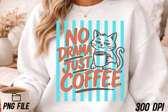 Bring Whimsy to Your Projects with This Cat & Coffee PNG
