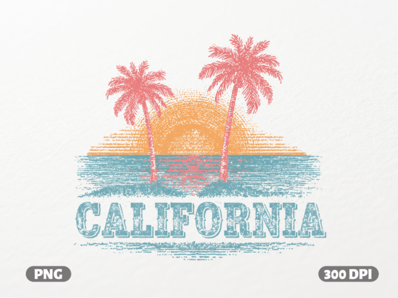 Capture the Golden State with This Vintage Sunset PNG