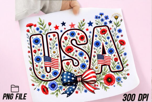 Celebrate in Style: Patriotic Floral PNG for July 4th Projects