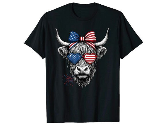 Celebrate Independence Day with a Patriotic Cow T-Shirt