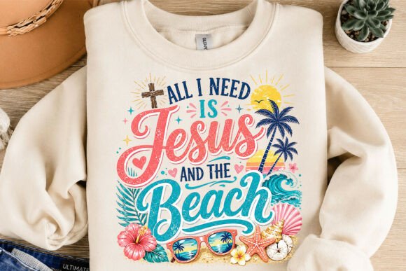 Jesus and the Beach Summer PNG: Faith Meets Coastal Design