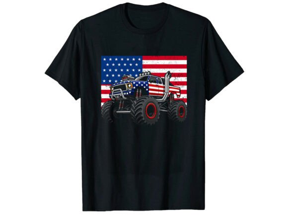 Monster Truck 4th of July T-Shirt: Bold Patriotic Design