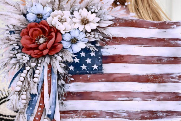 Patriotic Boho Floral Flag PNG: A Fresh Take on American Pride