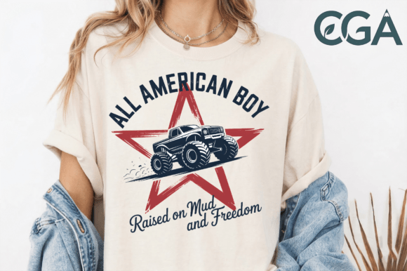 Rev Up Your Designs with the All American Boy Monster Truck PNG