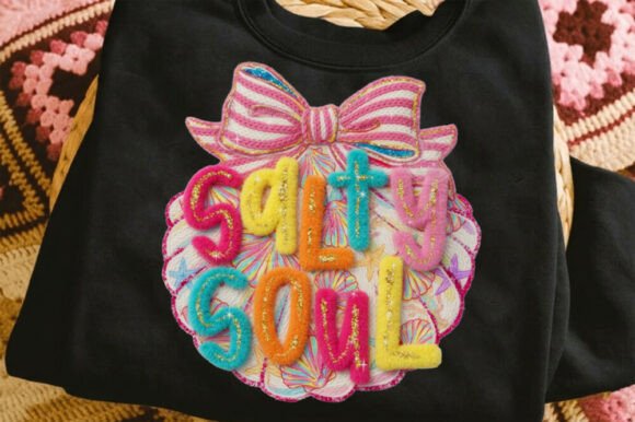 Salty Soul PNG: Summer Girls Yarn Shirt Graphic for Creative Projects