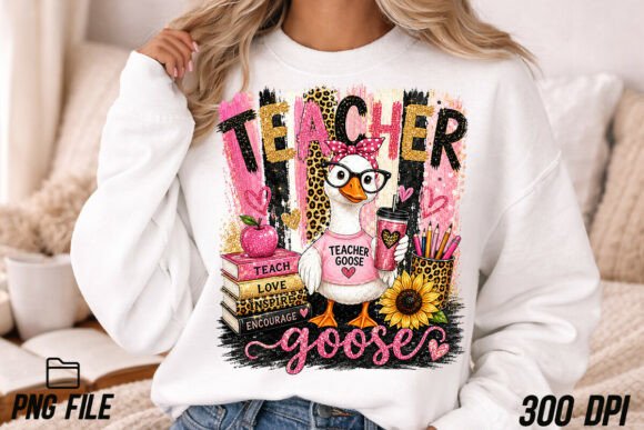 Teacher Goose Brushstroke PNG: A Designer's Playful Asset