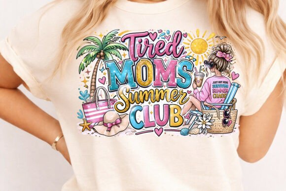 Tired Moms Summer Club PNG Beach Mom PNG: Capture That Laid-Back Vibe